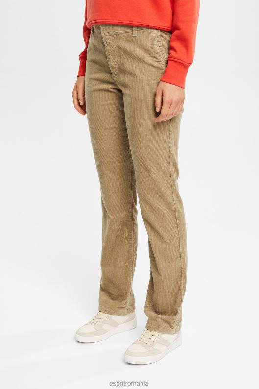 Esprit pantaloni snur femei kaki pal 2T6N8346 pantaloni