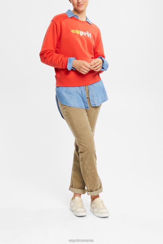 Esprit pantaloni snur femei kaki pal 2T6N8346 pantaloni