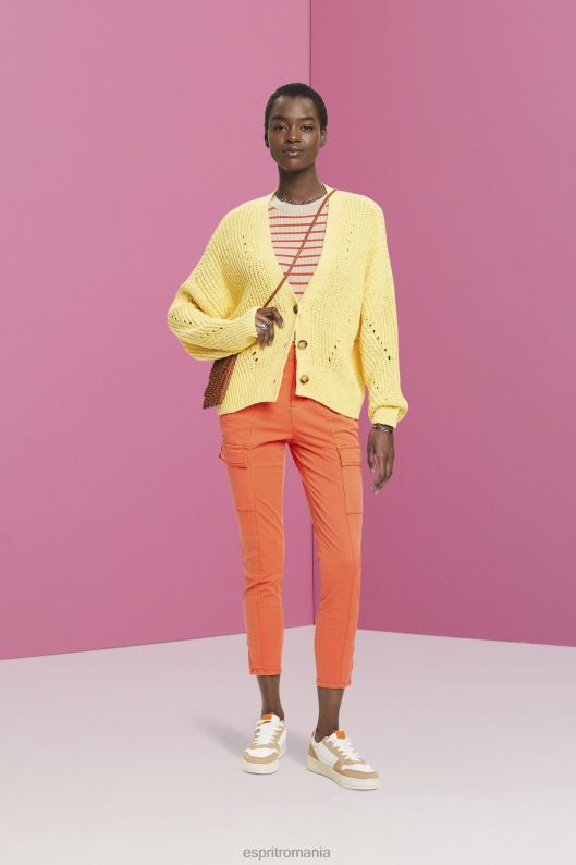 Esprit pantaloni tip cargo cu talie medie femei portocaliu rosu 2T6N8271 pantaloni