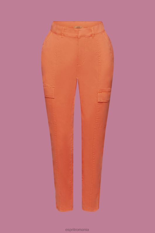 Esprit pantaloni tip cargo cu talie medie femei portocaliu rosu 2T6N8271 pantaloni
