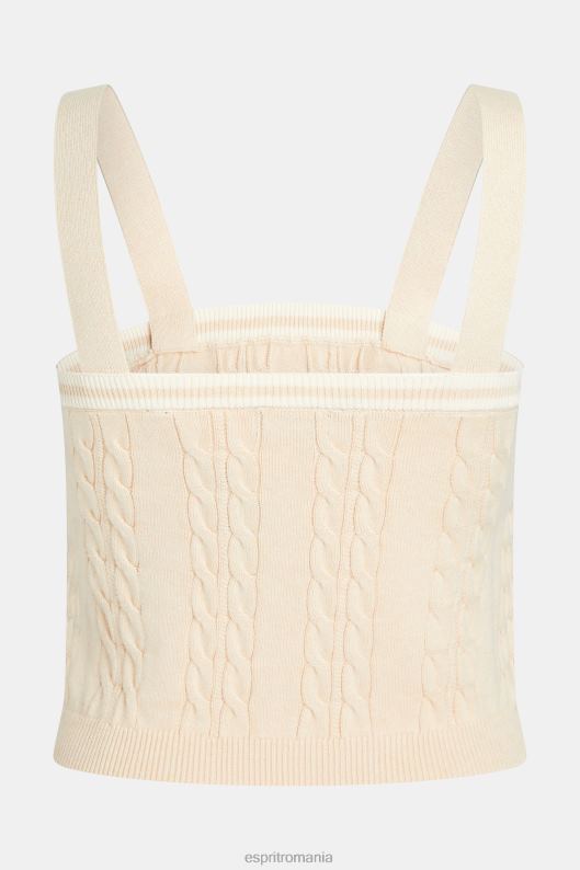 Esprit camisolă pulover cu cablu cu logo delfin femei bej deschis 2T6N8409 pulovere