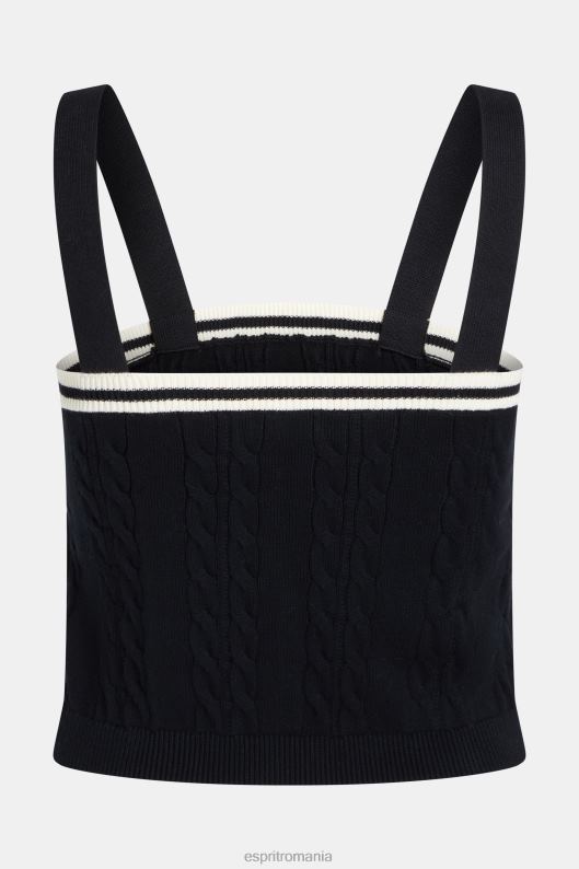 Esprit camisolă pulover cu cablu cu logo delfin femei negru 2T6N8408 pulovere