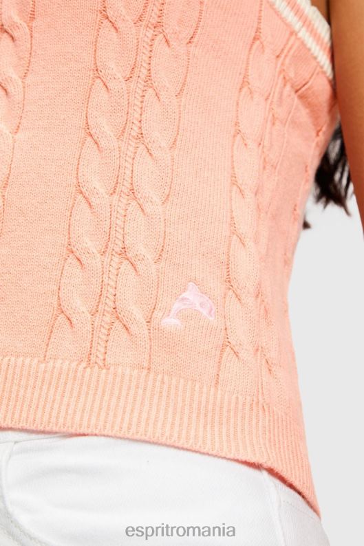 Esprit camisolă pulover cu cablu cu logo delfin femei roz 2T6N8410 pulovere