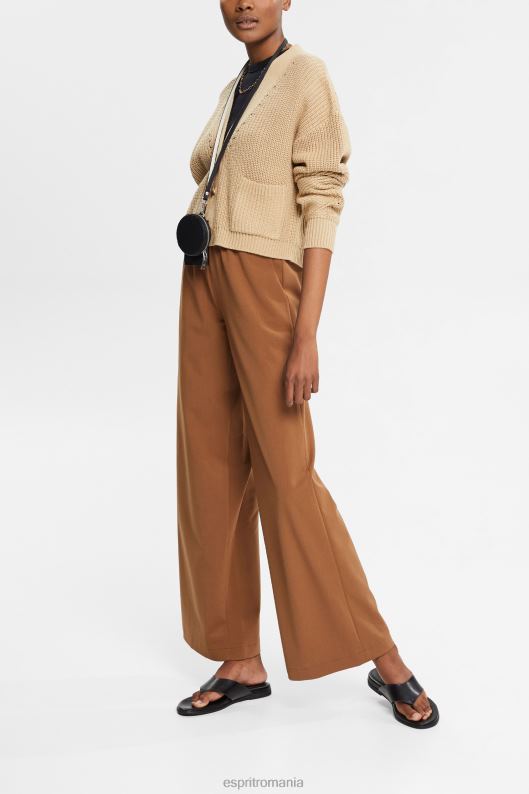 Esprit cardigan din amestec de bumbac din tricot gros femei nisip 2T6N8392 pulovere