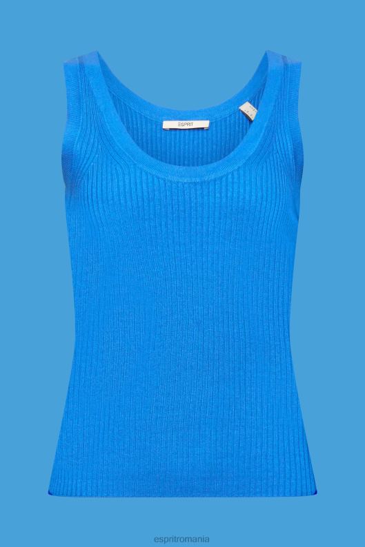 Esprit jumper cu coaste, fără mâneci, amestec de in femei albastru stralucitor 2T6N8109 pulovere
