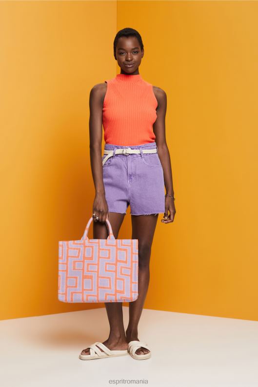 Esprit jumper cu coaste, fără mâneci, amestec de in femei portocaliu coral 2T6N8110 pulovere