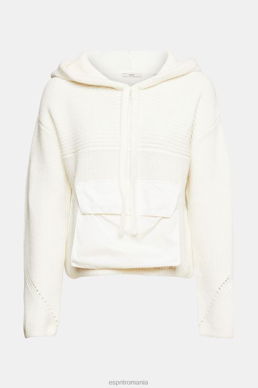 Esprit pulover cu glugă tricot femei aproape alb 2T6N8563 pulovere