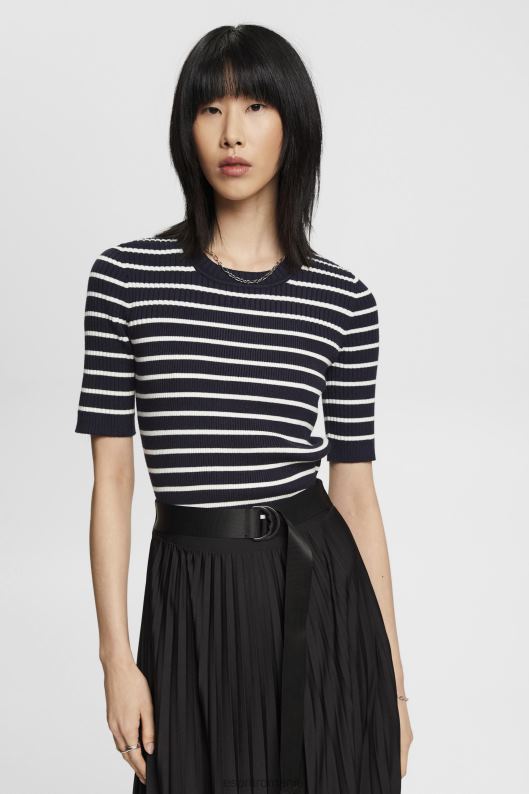 Esprit pulover cu mâneci scurte cu nervuri femei marina 2T6N8319 pulovere