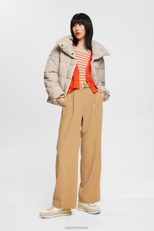 Esprit pulover cu mâneci scurte cu nervuri femei taup deschis 2T6N8317 pulovere