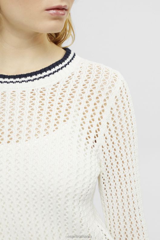 Esprit pulover structurat din bumbac organic femei aproape alb 2T6N8275 pulovere