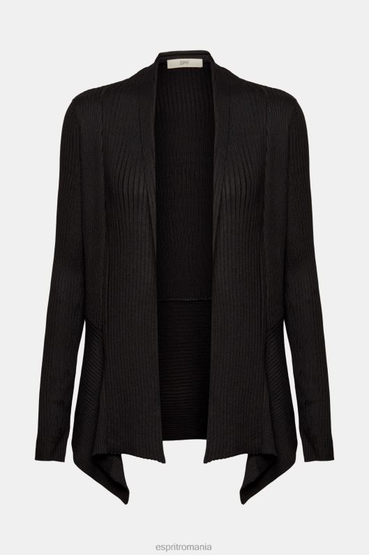 Esprit reciclat: cardigan cu nervuri cu tiv batista femei negru 2T6N823 pulovere