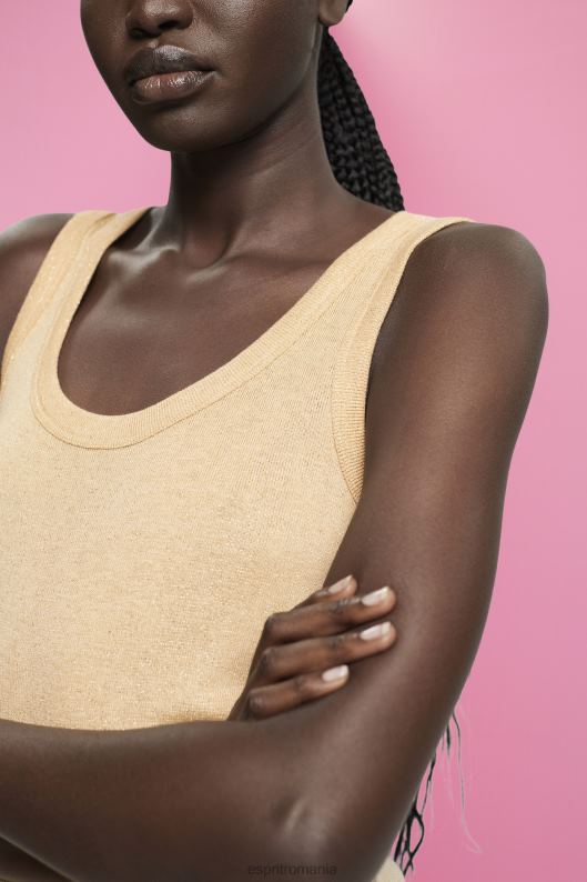 Esprit top cu sclipici fără mâneci femei aur 2T6N8404 rezervor