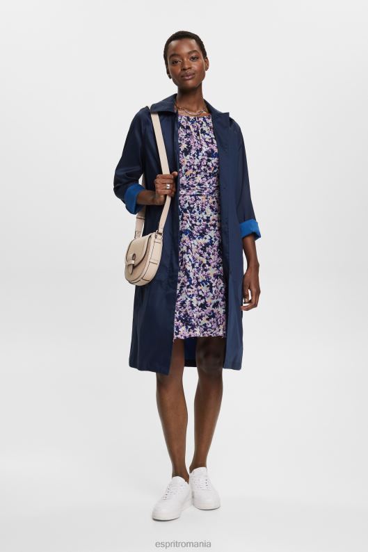 Esprit reciclat: rochie din sifon cu talie adunata femei floral bleumarin 2T6N868 rochii