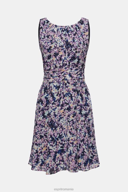 Esprit reciclat: rochie din sifon cu talie adunata femei floral bleumarin 2T6N868 rochii