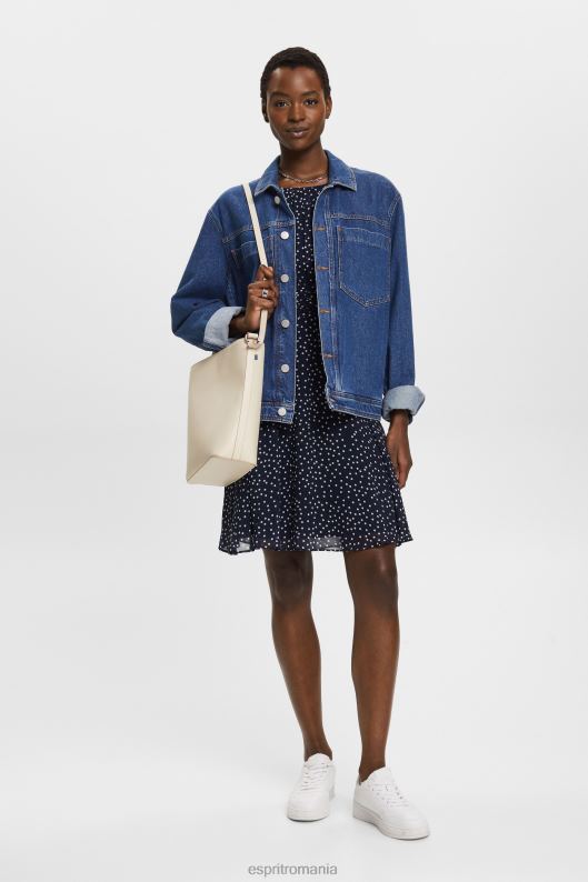 Esprit reciclat: rochie din sifon cu talie adunata femei marina 2T6N867 rochii