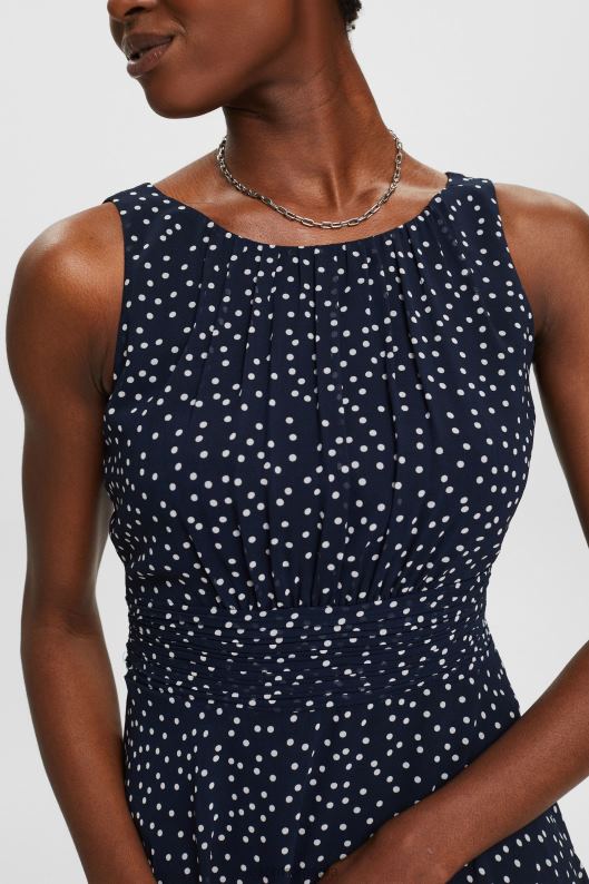 Esprit reciclat: rochie din sifon cu talie adunata femei marina 2T6N867 rochii