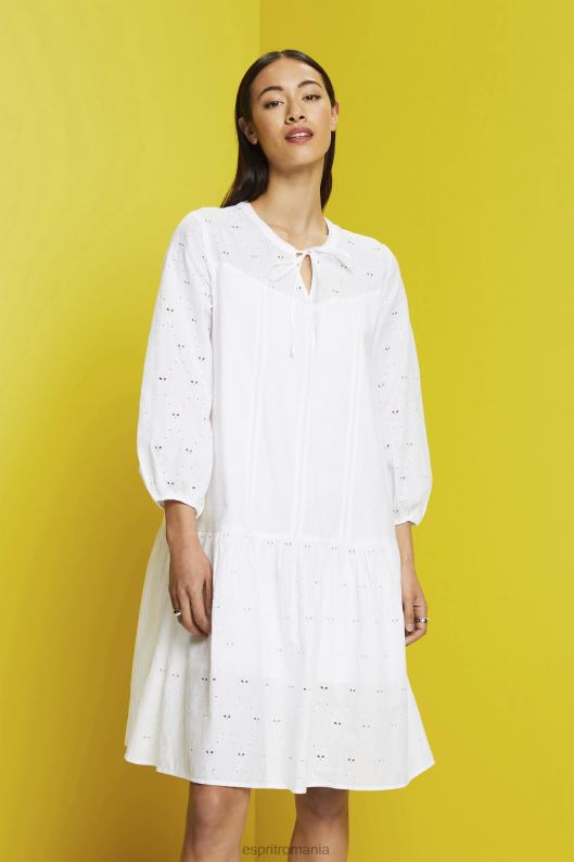 Esprit rochie brodata, 100% bumbac femei alb 2T6N8186 rochii