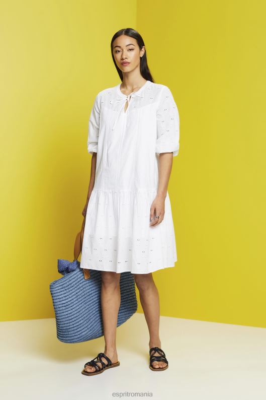Esprit rochie brodata, 100% bumbac femei alb 2T6N8186 rochii