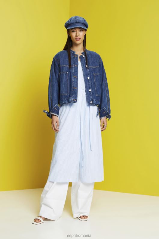 Esprit rochie camasa midi cu curea cravata, amestec de bumbac femei albastru deschis 2T6N8236 rochii