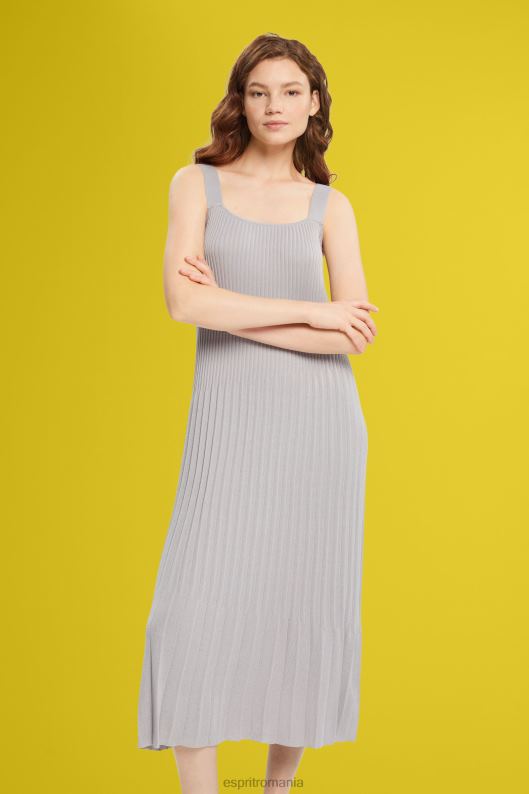 Esprit rochie cu bretele plisate femei gri mediu 2T6N8490 rochii