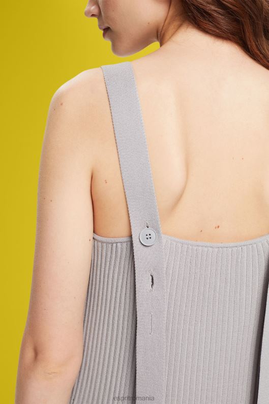 Esprit rochie cu bretele plisate femei gri mediu 2T6N8490 rochii