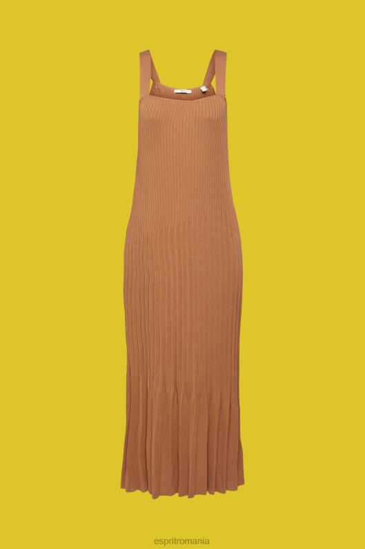 Esprit rochie cu bretele plisate femei maro 2T6N8491 rochii