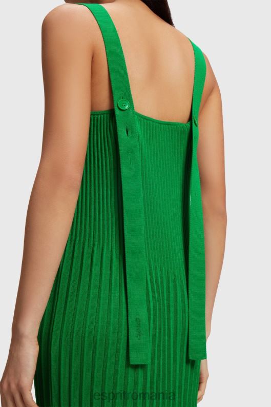 Esprit rochie cu bretele plisate femei verde 2T6N8387 rochii