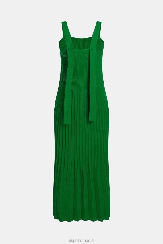 Esprit rochie cu bretele plisate femei verde 2T6N8387 rochii