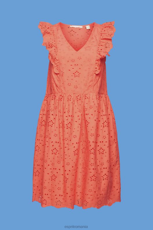 Esprit rochie din dantela de bumbac femei portocaliu coral 2T6N8192 rochii