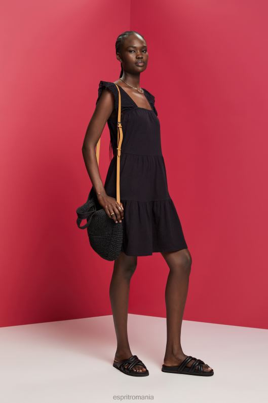 Esprit rochie din jerse cu mâneci din dantelă brodate femei negru 2T6N859 rochii