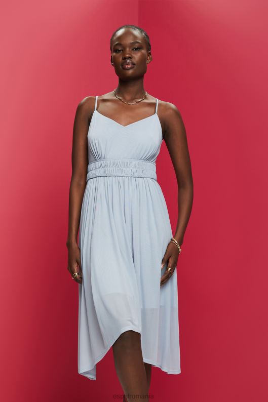 Esprit rochie din plasă cu talie elastică femei lavandă albastru deschis 2T6N866 rochii