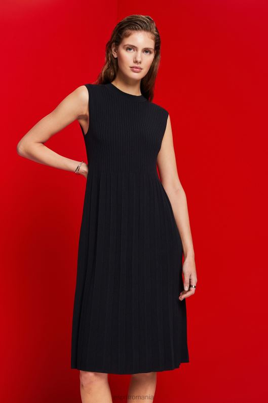 Esprit rochie maxi plisata si fara maneci cu decolteu femei negru 2T6N8124 rochii