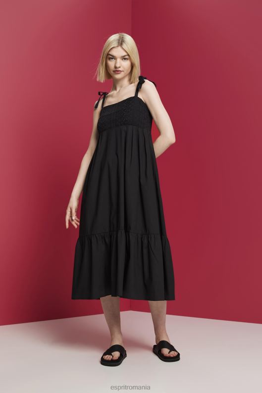 Esprit rochie midi cu broderie, lenzing ecovero femei negru 2T6N8204 rochii