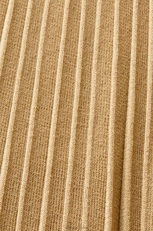 Esprit rochie midi cu pliuri mockneck cu maneci scurte femei bej kaki 2T6N8119 rochii