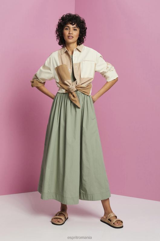 Esprit rochie midi din bumbac femei kaki pal 2T6N8184 rochii