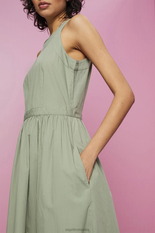 Esprit rochie midi din bumbac femei kaki pal 2T6N8184 rochii