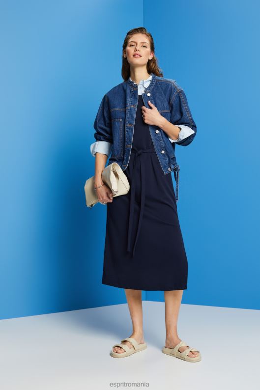 Esprit rochie midi din jerse cu curea cravată femei marina 2T6N863 rochii