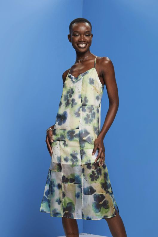 Esprit rochie midi din organza cu model femei galben 2T6N8197 rochii