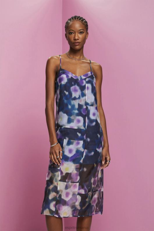 Esprit rochie midi din organza cu model femei lavandă albastră 2T6N8196 rochii