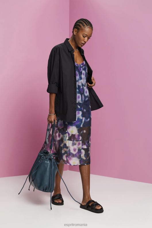 Esprit rochie midi din organza cu model femei lavandă albastră 2T6N8196 rochii