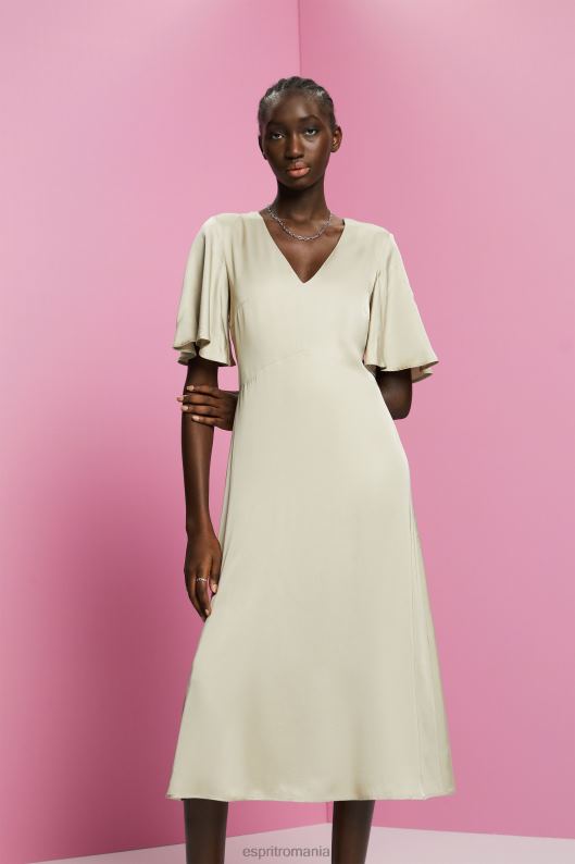 Esprit rochie midi din satin femei verde prăfuit 2T6N855 rochii