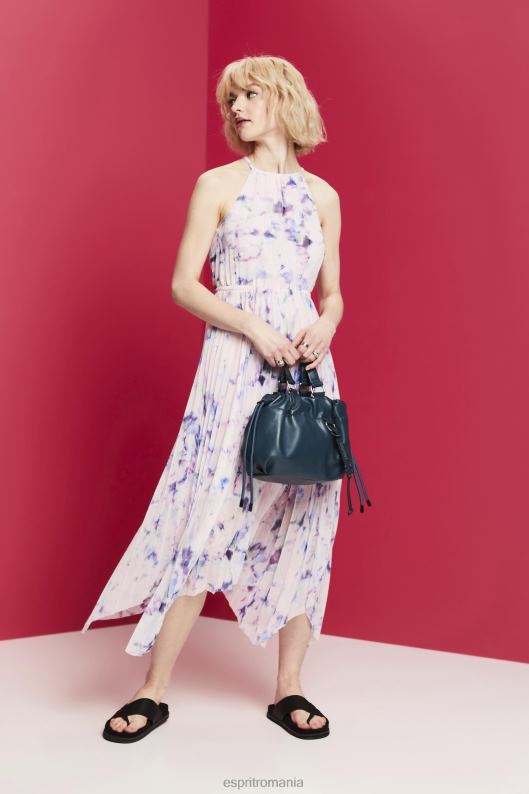 Esprit rochie midi din sifon plisat femei alb 2T6N894 rochii