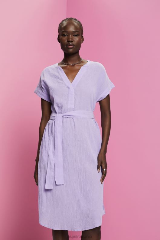 Esprit rochie midi sifonata cu centura femei alb 2T6N854 rochii