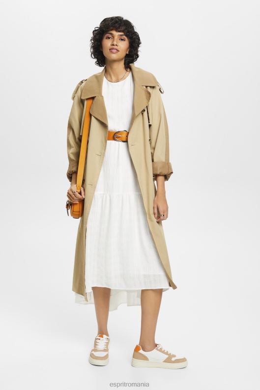 Esprit rochie midi ușoară cu mâneci balon femei aproape alb 2T6N8294 rochii