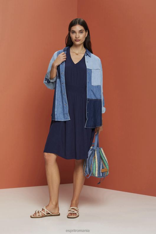 Esprit rochie mini cu talie smocked femei marina 2T6N8228 rochii