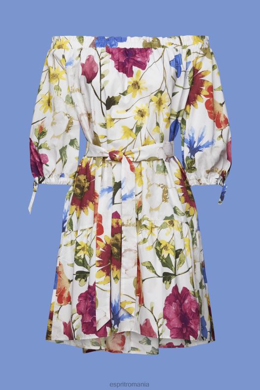 Esprit rochie mini din popelin cu umăr dezbrăcat cu model femei alb 2T6N8178 rochii