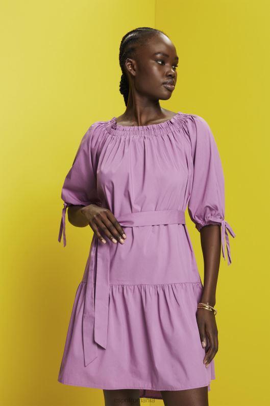Esprit rochie mini din popelin cu umeri femei violet 2T6N8180 rochii