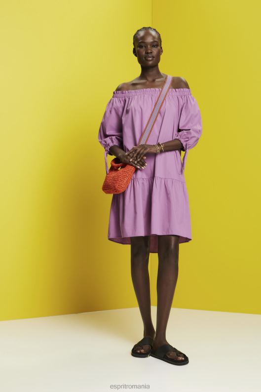 Esprit rochie mini din popelin cu umeri femei violet 2T6N8180 rochii