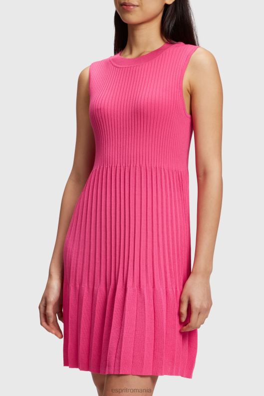Esprit rochie pliată și evazată femei fucsia roz 2T6N8385 rochii
