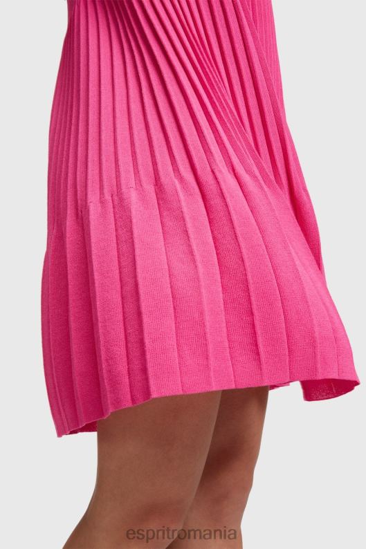Esprit rochie pliată și evazată femei fucsia roz 2T6N8385 rochii